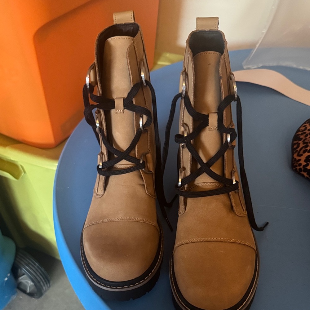 Sorel Tan and Black Combat Boots
